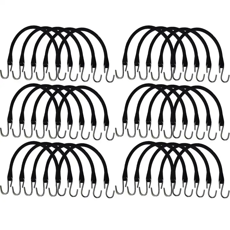 30 Pack Heavy Duty 15" 100% Natural Rubber Bungee Straps Tie-Down Cords Certified