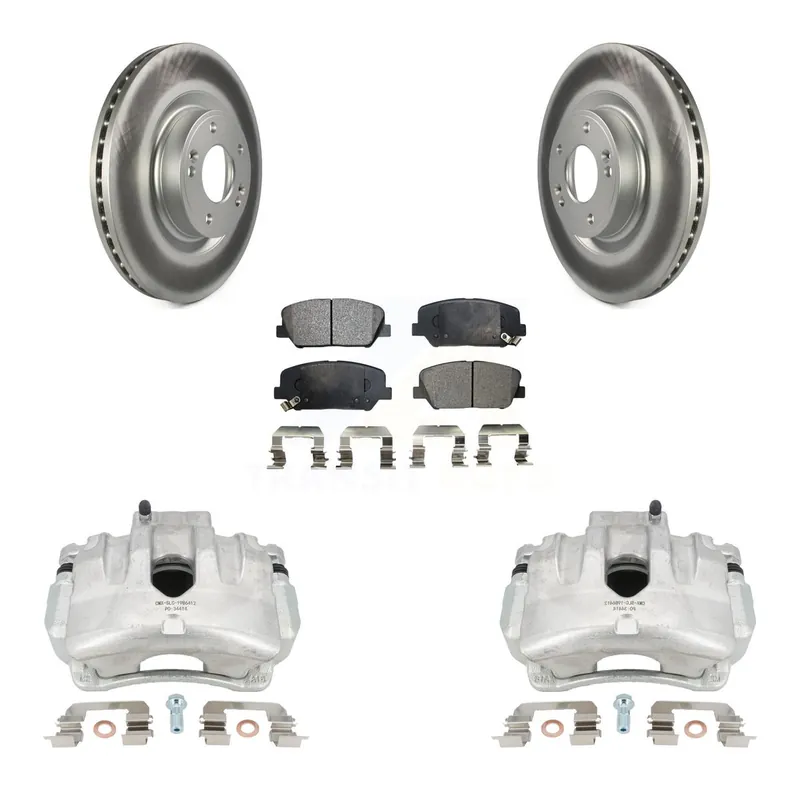 Fast Shipping Front Disc Brake Caliper Coat Rotors And Semi-Metallic Pad Kit For Hyundai Genesis Coupe KCG-100577P