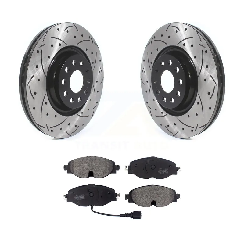 Handmade Front Drill Slot Disc Brake Rotor Semi-Metallic Pad Kit For Volkswagen Golf Jetta Audi A3 KDF-100627