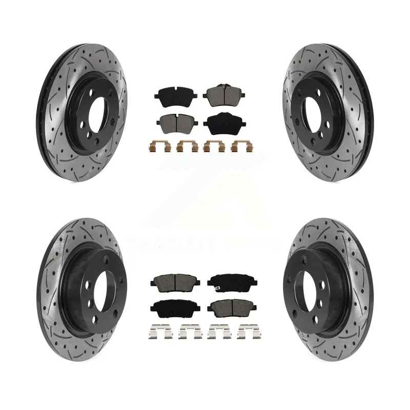 Secure Checkout Front Rear Drilled Slot Disc Brake Rotor Semi-Metallic Pad Kit For Mini Cooper Countryman KDS-100763