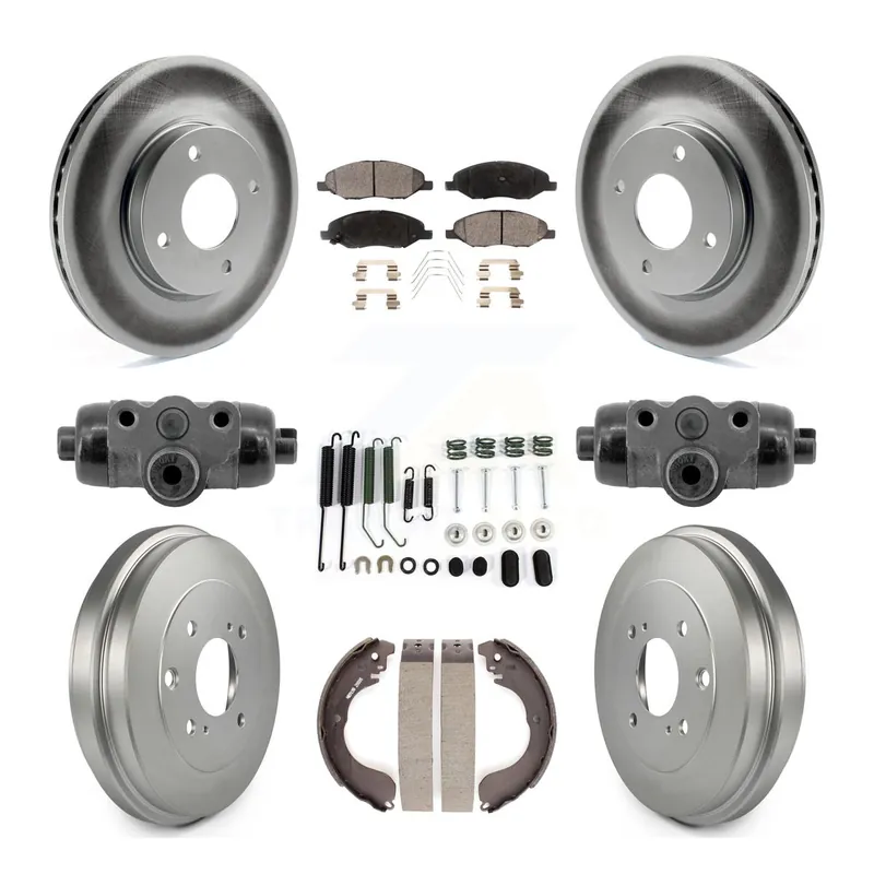 Front Rear Coat Brake Rotor Semi-Metallic Pad Drum Kit (9Pc) For Nissan Versa 4-Wheel ABS KGF-103348 New Release
