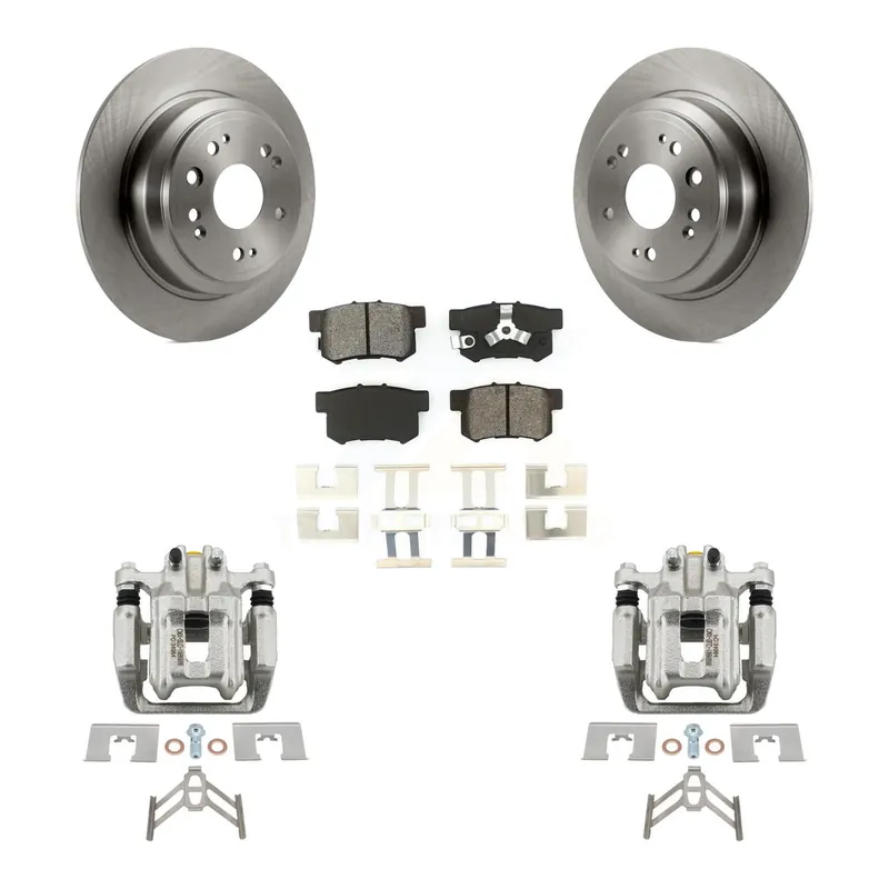 Professional Grade Rear Disc Brake Caliper Rotors And Semi-Metallic Pads Kit For 2012-2015 Honda Crosstour KC8-100559S