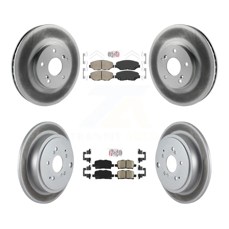 Trusted Brand Front Rear Ceramic Pads And Coated Disc Brake Rotors Kit For 2003-2008 Honda Pilot KGA-102249