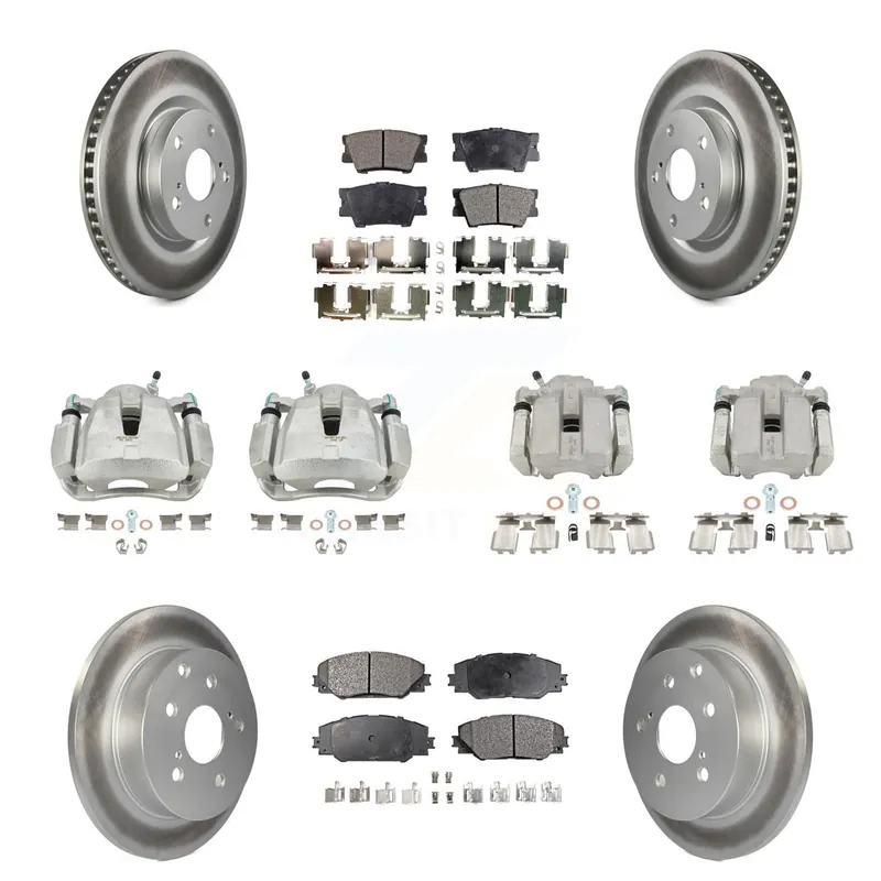 Front Rear Disc Brake Caliper Coated Rotors And Ceramic Pads Kit (10Pc) For Toyota RAV4 KCG-100791T Reduced Price