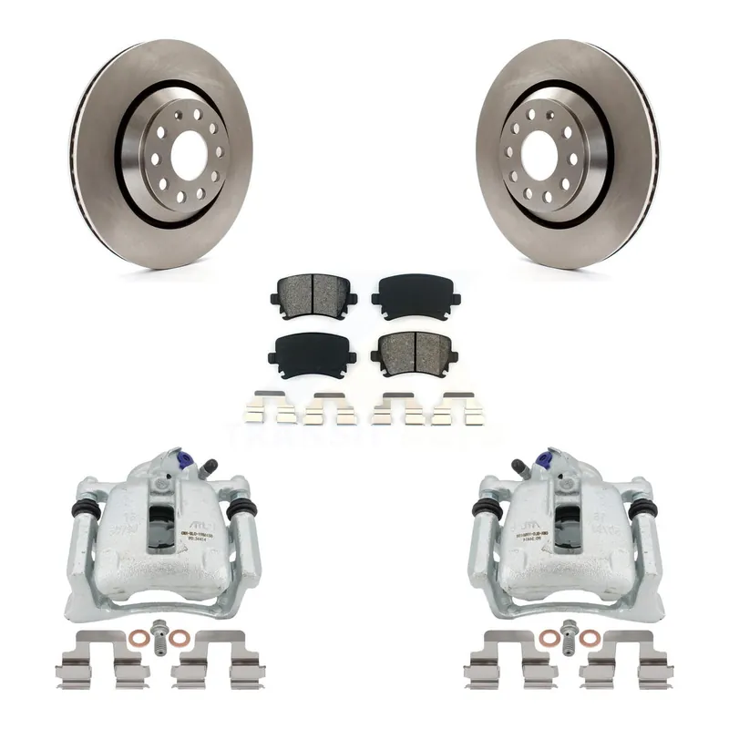 Rear Disc Brake Caliper Rotors And Semi-Metallic Pads Kit For Volkswagen CC Passat KC8-100554S Viral