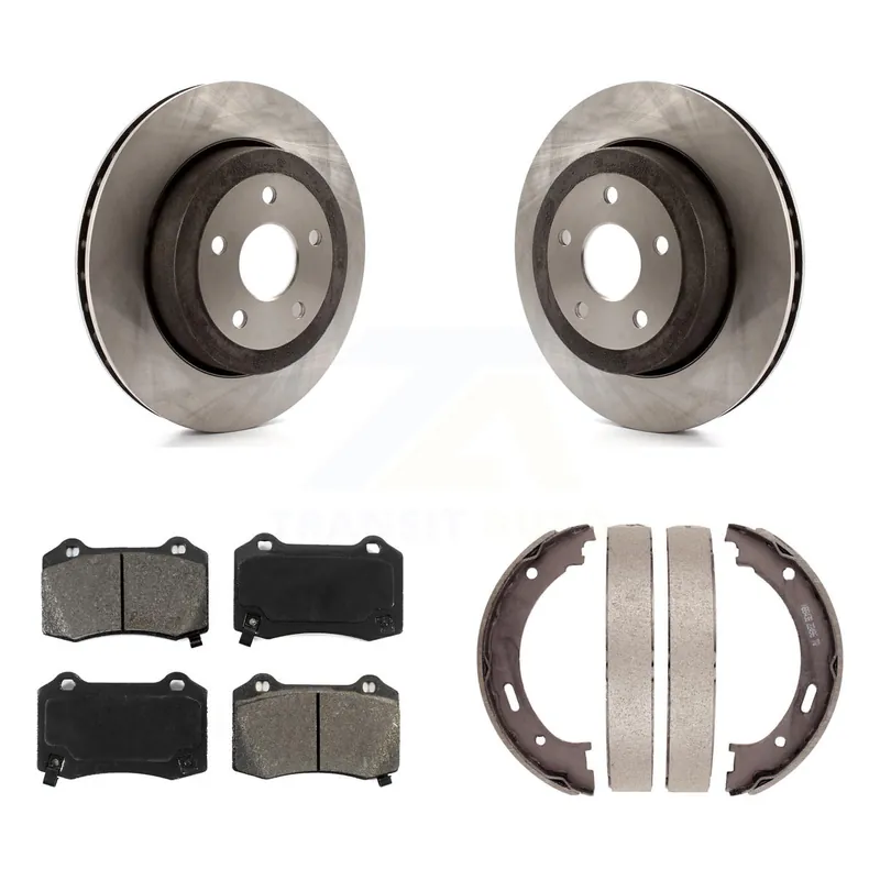 Rear Disc Rotors Semi-Metallic Pads Parking Shoes Kit For 06-10 Jeep Grand Cherokee SRT8 K8S-104442 Secure Checkout