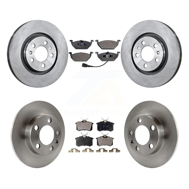 Free Returns Front Rear Disc Brake Rotor & Semi-Metallic Pad Kit For Volkswagen Jetta Golf City Beetle K8F-101063
