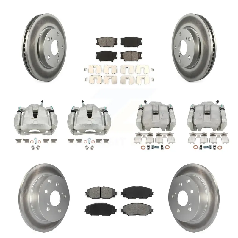 Hassle-Free Returns Front Rear Disc Brake Caliper Coat Rotor Semi-Metallic Pad Kit (10Pc) For Toyota RAV4 LE KCG-100794S