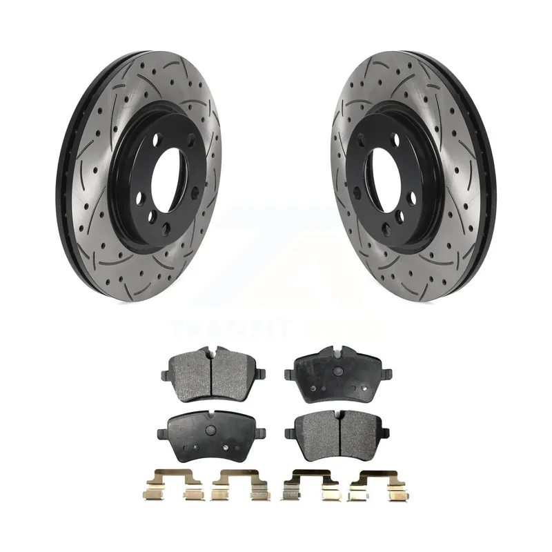 Front Drilled Slot Brake Rotor & Semi-Metallic Pad Kit For Mini Cooper Countryman Paceman KDF-100775 Budget