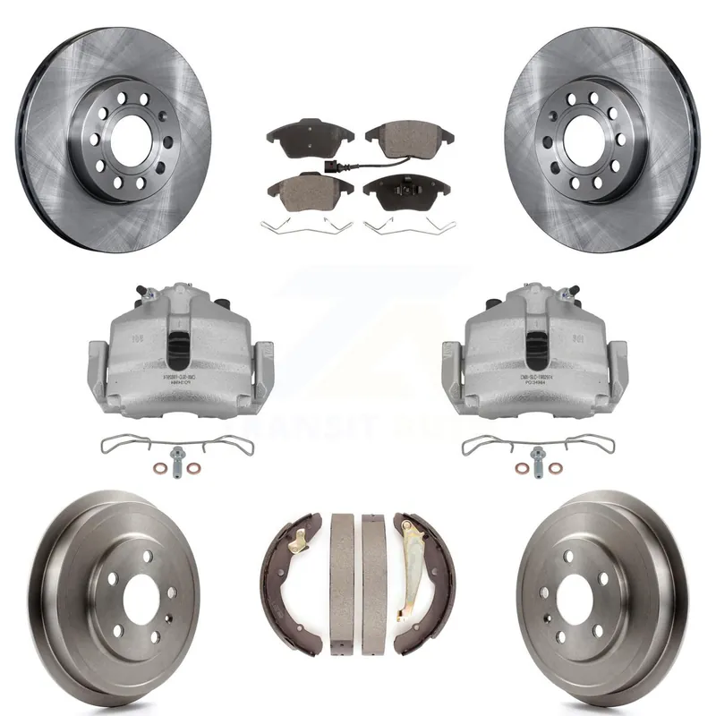 Front Rear Brake Caliper Rotors Drums Semi-Metallic Pads Kit (8Pc) For Volkswagen Jetta KC8-100834P Discount
