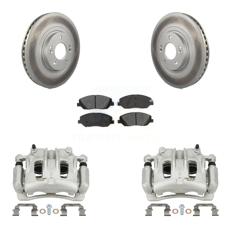 Front Disc Brake Caliper Coated Rotors And Semi-Metallic Pad Kit For Hyundai Santa Fe XL KCG-100439S Original