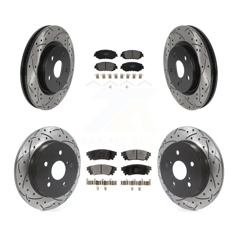 Front Rear Drilled Slot Brake Rotor & Ceramic Pad Kit For Toyota RAV4 Camry Corolla Cross KDT-100744 Reduced Price