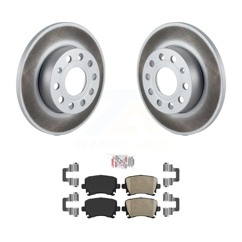 Rear Coated Disc Brake Rotors Ceramic Pad Kit For Volkswagen Jetta Rabbit Audi A3 Quattro KGA-103470 Crafted