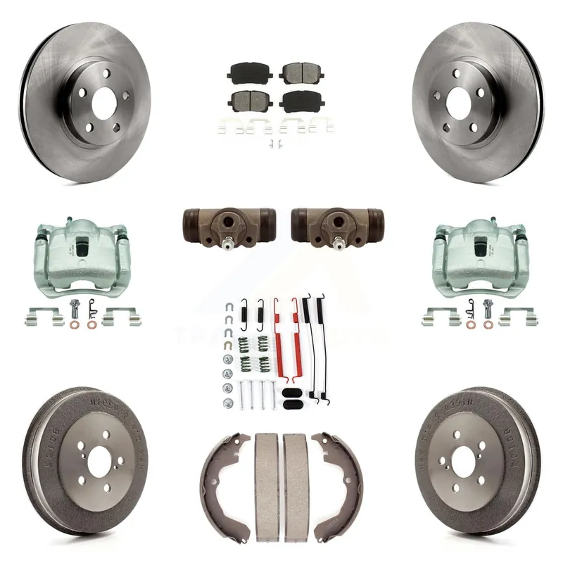 Limited Time Front Rear Brake Caliper Rotors Drum Semi-Metallic Pad Shoe Cylinder Kit (11Pc) For Vibe KC8-100911S