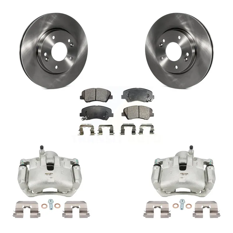 Top Rated Front Disc Brake Caliper Rotors And Semi-Metallic Pads Kit For 2012 Hyundai Veloster KC8-100227P