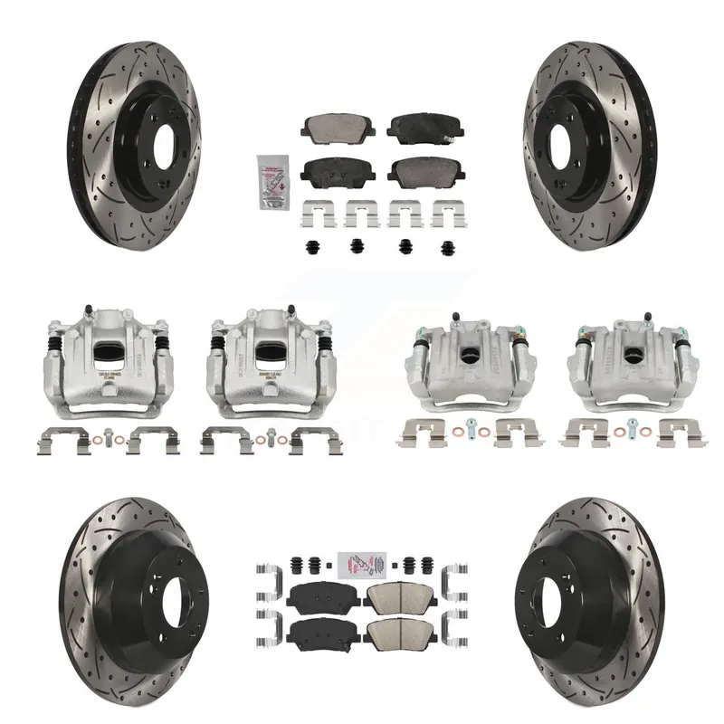 Front Rear Brake Coated Caliper Drill Slot Rotors Ceramic Pad Kit (10Pc) For Kia Sorento KCD-100680N Place Order