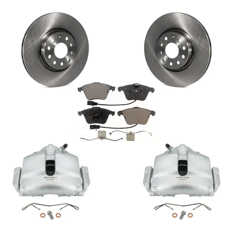 Bargain Front Disc Brake Caliper Rotors And Semi-Metallic Pads Kit For 2010 Volkswagen CC 3.6L KC8-100066P