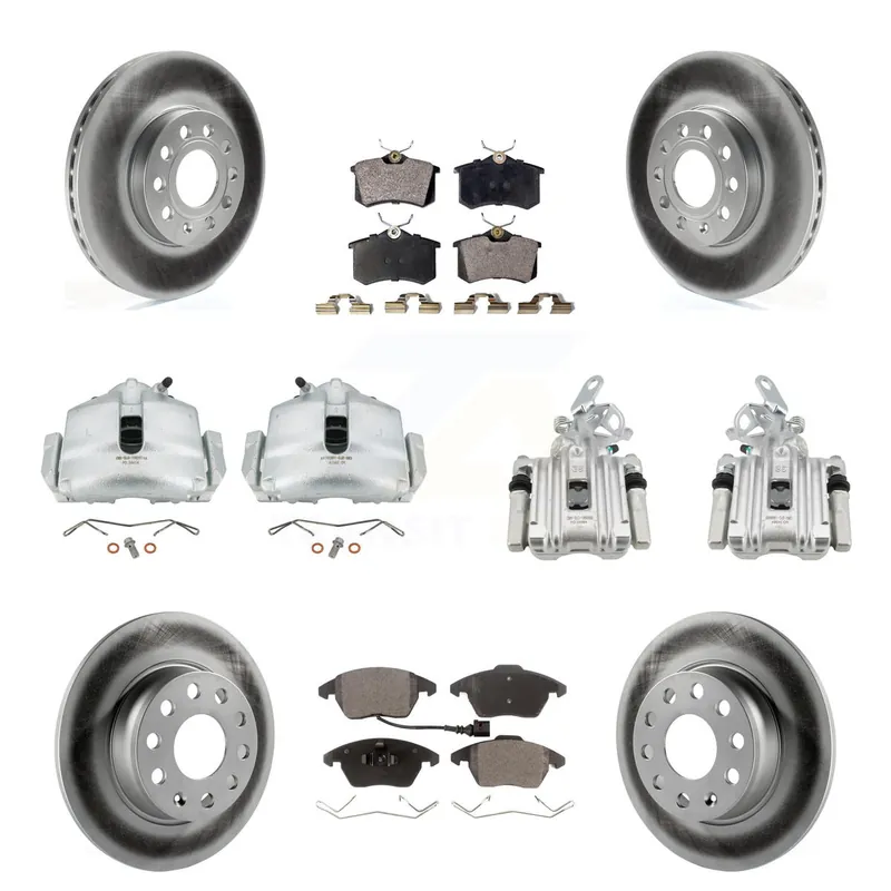 Super Sale Front Rear Disc Brake Caliper Coat Rotors & Ceramic Pad Kit (10Pc) For Volkswagen Beetle KCG-100986T