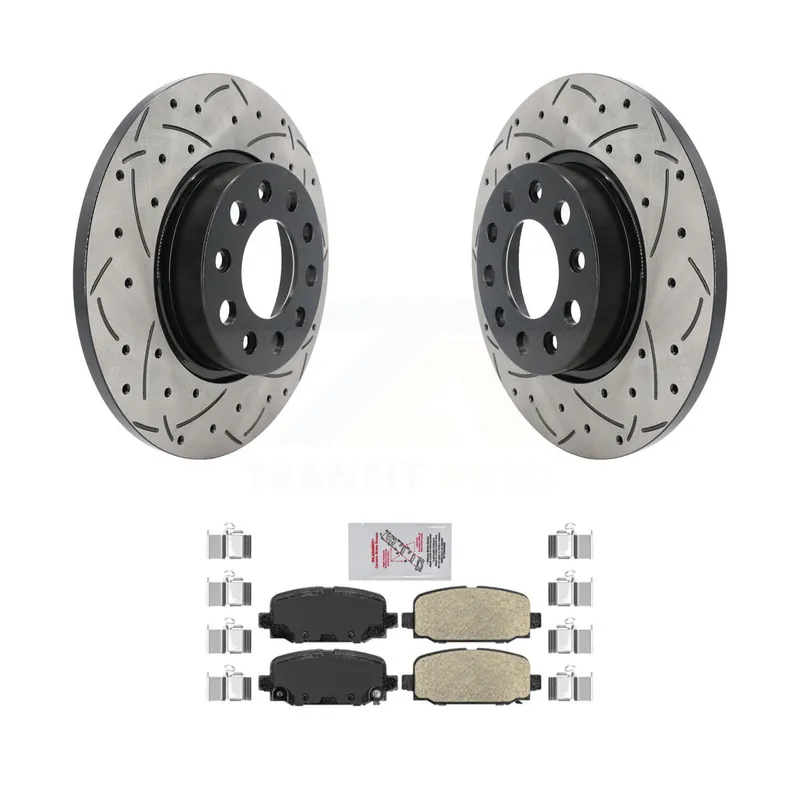 Rear Coated Drilled Slotted Disc Brake Rotors And Ceramic Pads Kit For Jeep Compass KDA-102310 Today Only