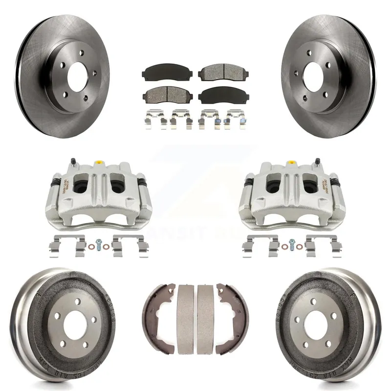 Front Rear Brake Caliper Rotors Drums Semi-Metallic Pads Kit (8Pc) For Chevrolet Equinox KC8-100793S Viral
